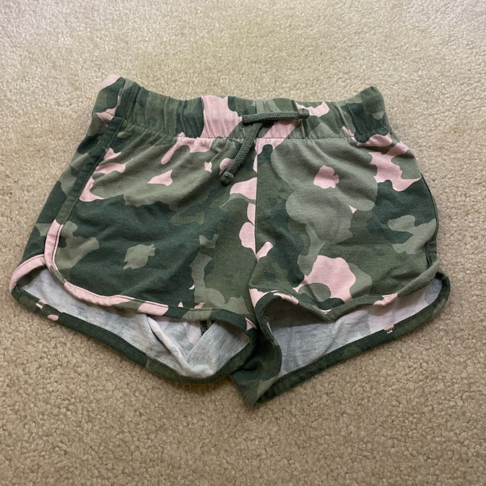green and pink camo shorts